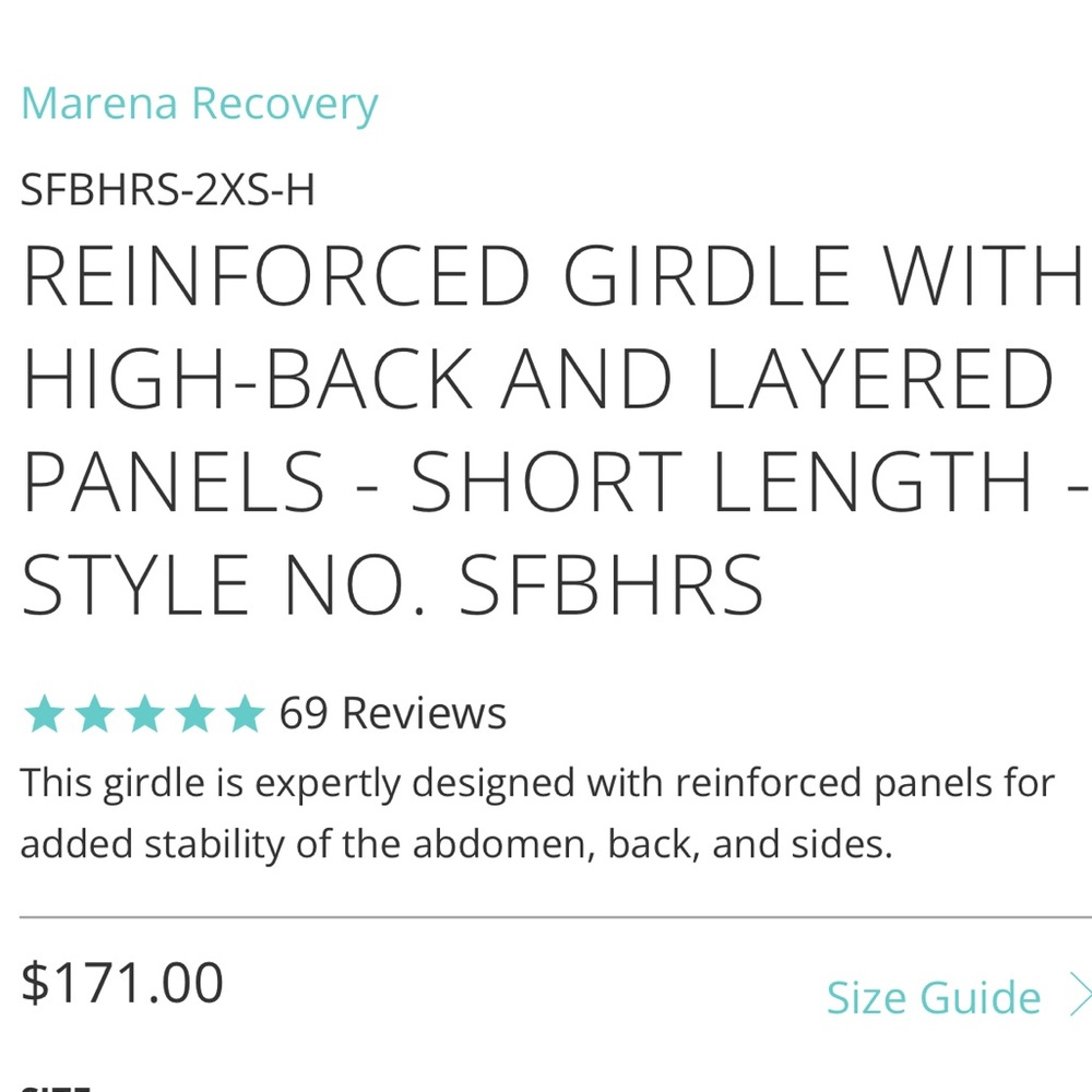 New Marena Recovery female bodysuit high back w/ back panel - Picture 4 of 6
